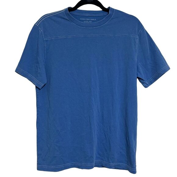 AMERICAN EAGLE Mens Short Sleeve Super Soft Standard Fit T-Shirt Blue NWOT Small - Picture 1 of 6
